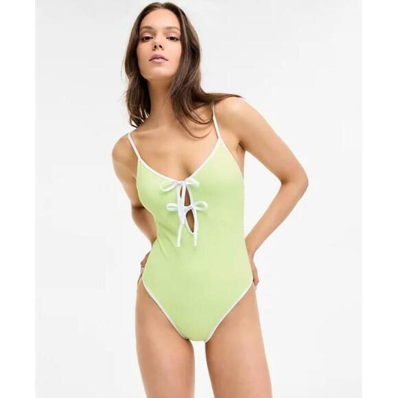 Sanctuary Women's Green Stay Connected Tie-Front Swimsuit S